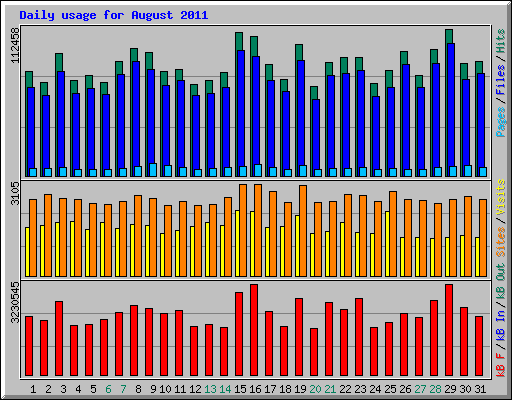 Daily usage for August 2011