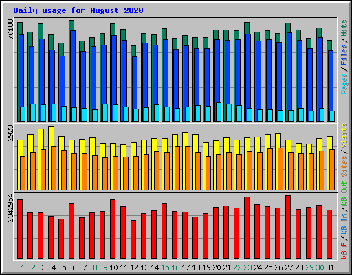 Daily usage for August 2020