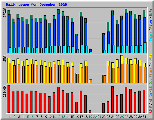 Daily usage for December 2020