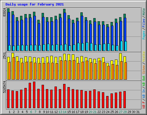 Daily usage for February 2021