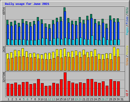 Daily usage for June 2021