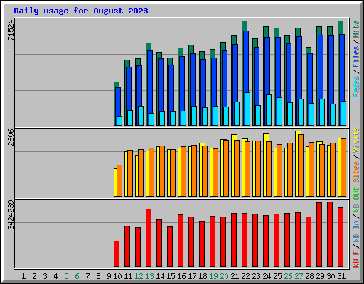 Daily usage for August 2023