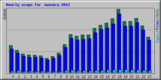 Hourly usage for January 2012