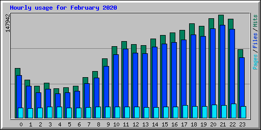 Hourly usage for February 2020