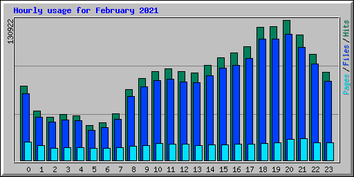 Hourly usage for February 2021