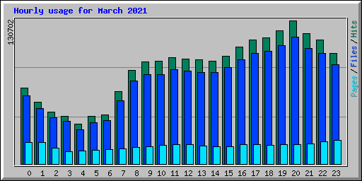 Hourly usage for March 2021