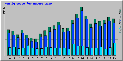 Hourly usage for August 2025